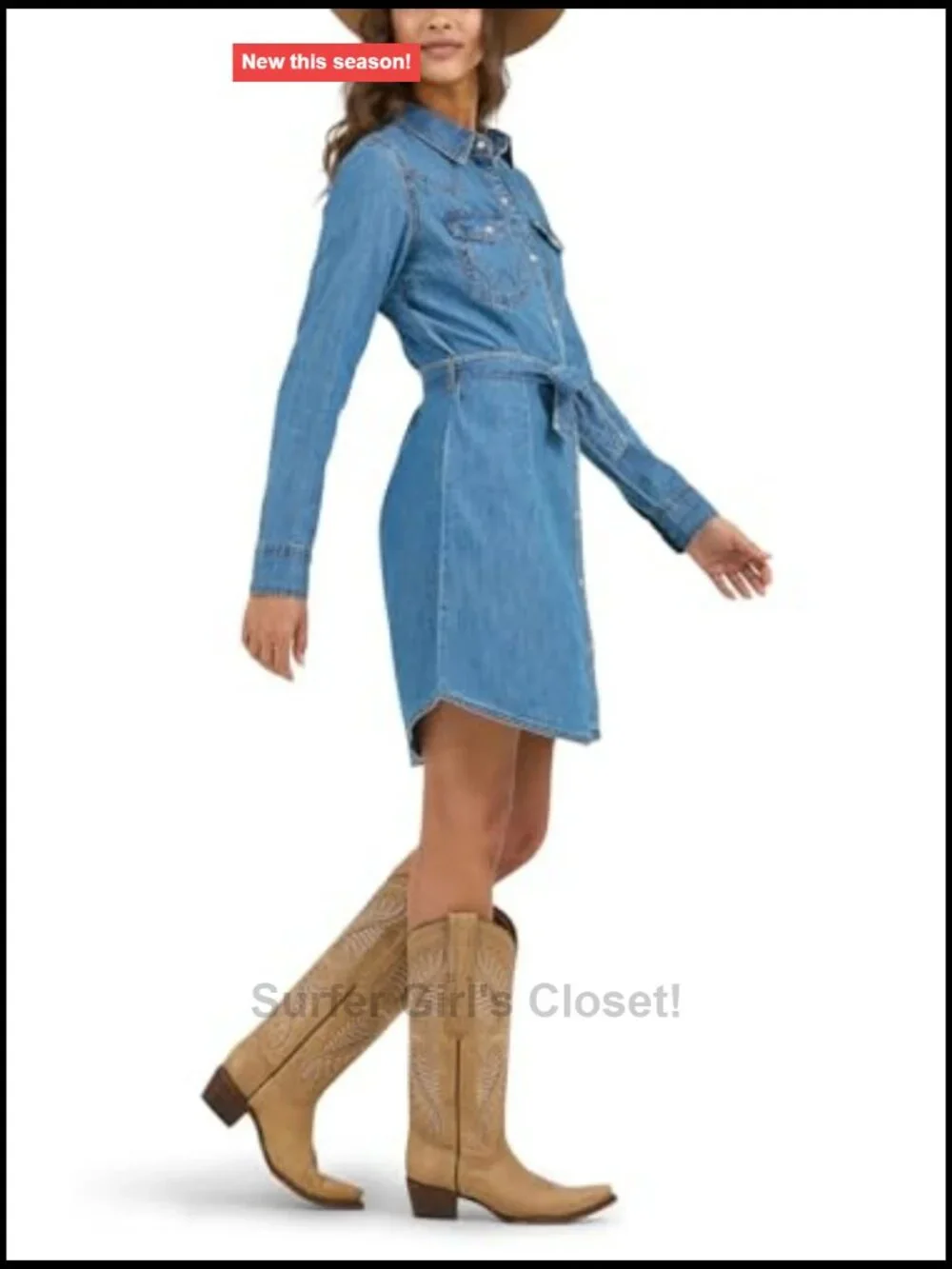 Wrangler Denim Snap Dress Long Sleeve Western Retro A-Line